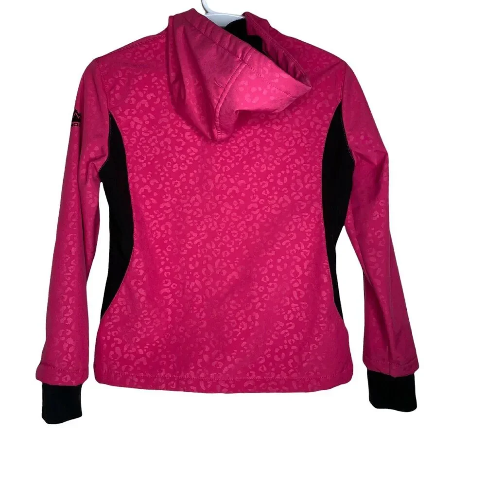 Snowzu Pink Black Hooded Zip Up Pockets Girls Jacket Size 10 12 M Medium